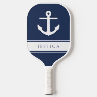 Nautical Anchor Custom Name Navy Blue 