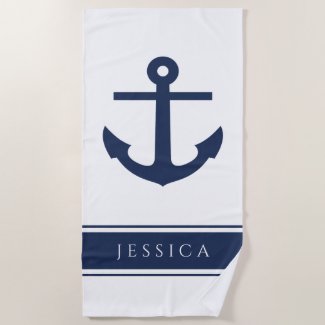 Nautical Anchor Custom Name Powder Blue 