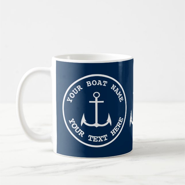 Nautical Anchor Custom Navy Coffee Mug (Left)