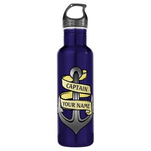 Nautical Anchor Custom Ship Captain Your Name Stainless Steel Water Bottle