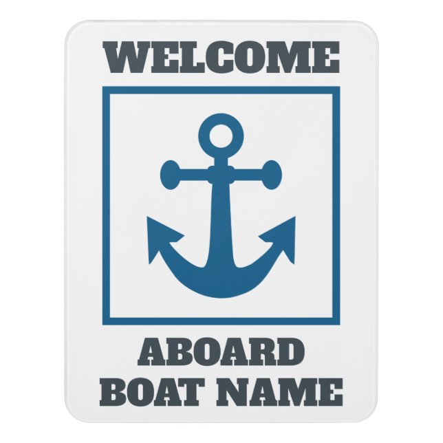 Nautical Anchor Custom Text Door Sign (Contemporary Vert)