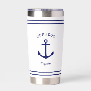 Nautical Anchor Custom (white & blue) Insulated Tumbler