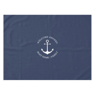 Nautical anchor dark blue Custom Welcome Aboard Tablecloth