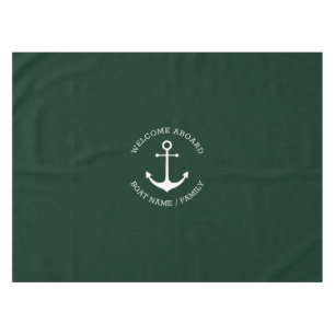 Nautical anchor dark green Custom Welcome Aboard Tablecloth