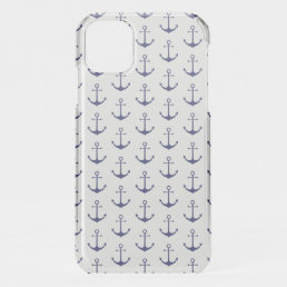 Nautical anchor dark navy blue pattern cute clear iPhone 11 case