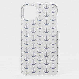 Nautical anchor dark navy blue pattern cute clear iPhone 11 case