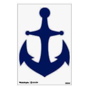 Nautical anchor dark navy blue solid plain elegant wall decal