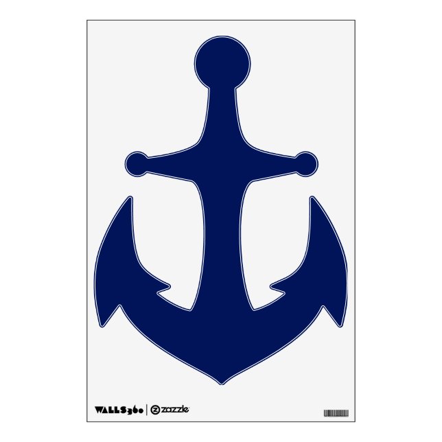 Nautical anchor dark navy blue solid plain elegant wall decal (Front)