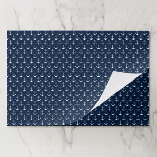 Nautical anchor dark navy white pattern placemats