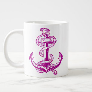 Nautical Anchor (Dark Pink Purple) Giant Coffee Mug