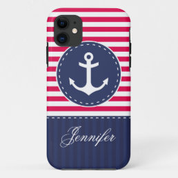 Nautical Anchor Design Custom Name iPhone 11 Case
