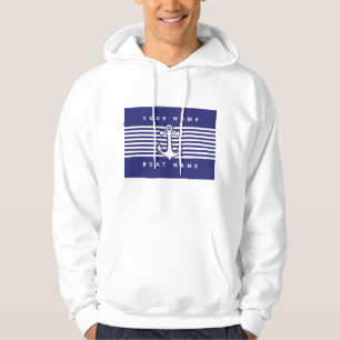 Nautical Anchor Design Navy Blue White Stripe Hood Hoodie