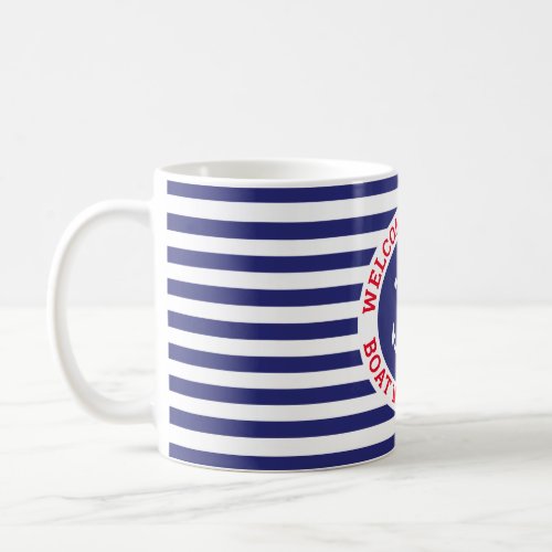 Nautical Anchor Design Navy Blue with White Stripe Coffee Mug