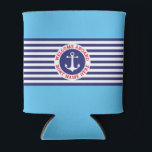 Nautical Anchor Design with Stripes Can Cooler<br><div class="desc">Nautical  Design created by illustrator ®Edward Eksi.</div>