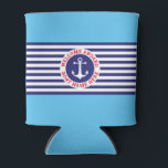 Nautical Anchor Design with Stripes Can Cooler<br><div class="desc">Nautical  Design created by illustrator ®Edward Eksi.</div>