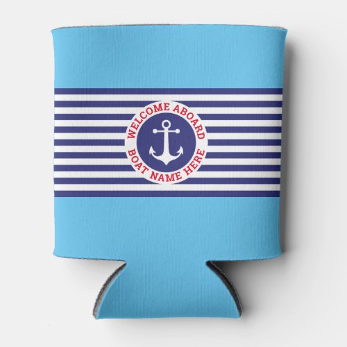 Nautical Anchor Design with Stripes Can Cooler