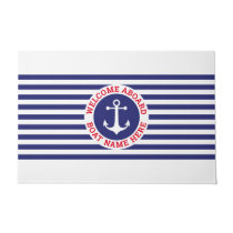 Nautical Anchor Design with stripes Doormat