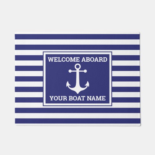 Nautical Anchor Design with Stripes Doormat