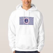 Nautical Anchor Design with Stripes Hoodie