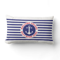 Nautical Anchor Design with Stripes Lumbar Pillow