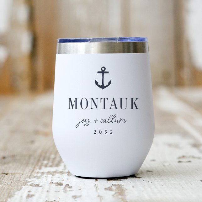 Nautical Anchor Destination Wedding Favor Thermal Wine Tumbler (Creator Uploaded)