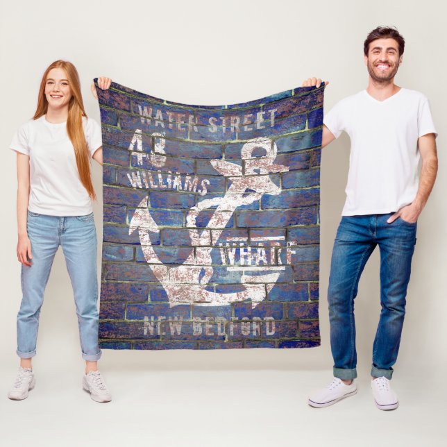 Nautical Anchor Distressed Brick Family Name Fleece Blanket (In Situ)