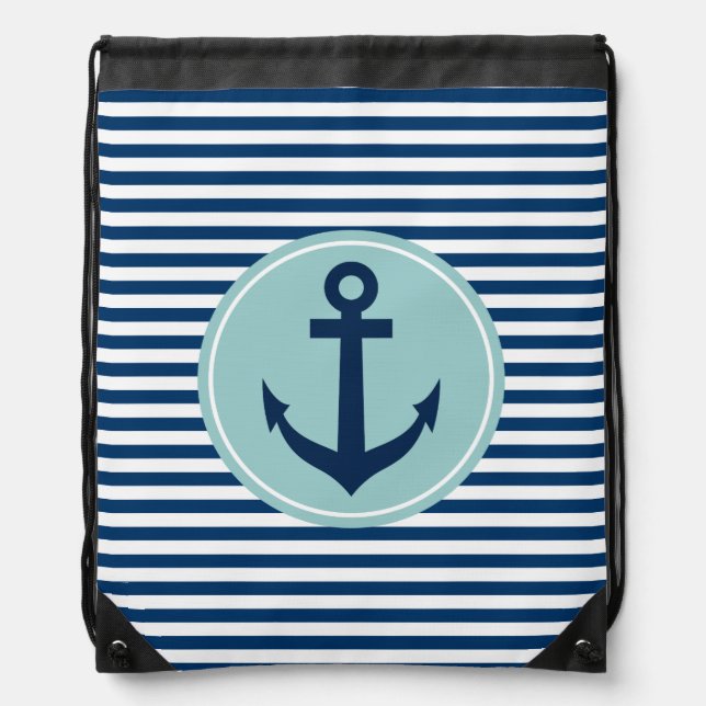 Nautical anchor drawstring backpack | sailing bags (Front)