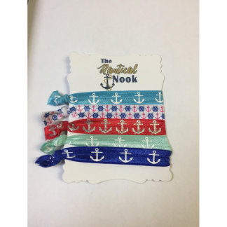 Nautical Anchor Elastic Hair Ties Five Pack