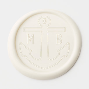 Nautical Anchor Elegant Chic Style Couple Initials Wax Seal Sticker