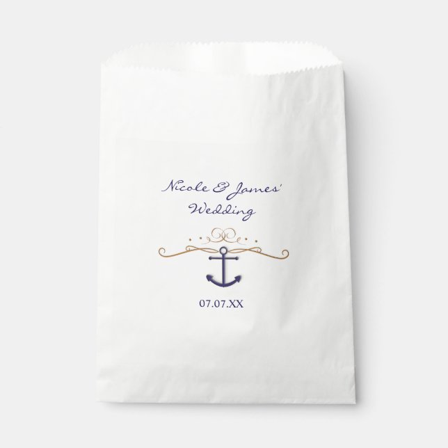 Nautical Anchor Elegant Classy Party Favor Bags (Front)