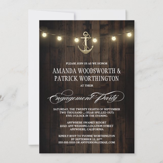 Nautical Anchor Engagement Party Invitations (Front)