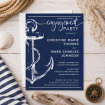 Nautical Anchor Engagement Party Wedding Navy Invitation