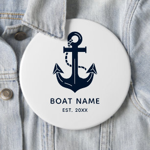 Nautical Anchor Est Year Personalized Boat Gift Button