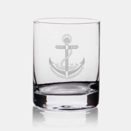 Nautical Anchor Etched Whiskey Glass