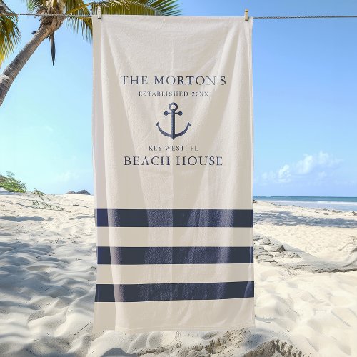Nautical Anchor Family Beach House Beach Towel
