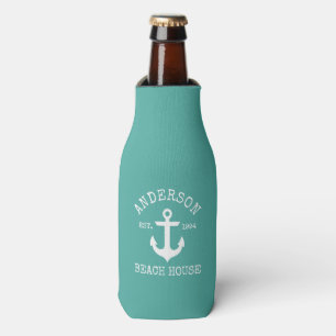 Nautical Anchor Family Beach House Bottle Cooler