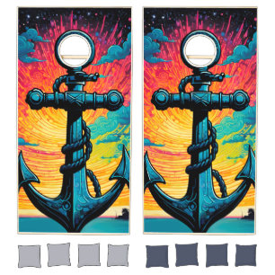 Nautical Anchor Family Beach House  Cornhole Set