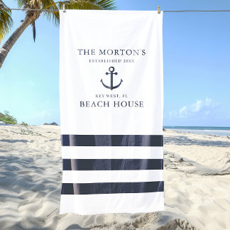 Nautical Anchor Family Beach House Towel