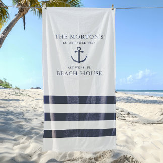 Nautical Anchor Family Beach House Towel