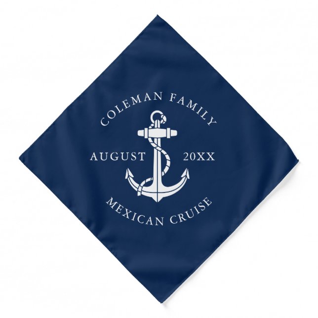 Nautical Anchor Family Cruise Swag Custom Bandana (Front)