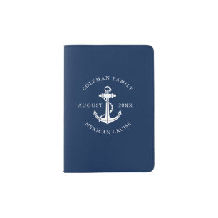 Nautical Anchor Family Cruise Swag Custom Passport Holder