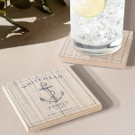 Nautical Anchor Family Monogram Stone Coaster<br><div class="desc">Elevate your dining experience with our Stone Coaster with Rustic Wood Design adorned with a Nautical Anchor and Monogram. It's time to anchor your beverages in style.</div>