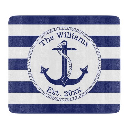 Nautical Anchor Family Name 6 x 7 Cutting Board