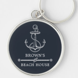 Nautical Anchor Family Name Beach or Lake House Keychain