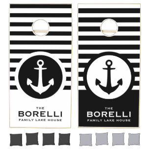 Nautical Anchor Family Name Cornhole Set