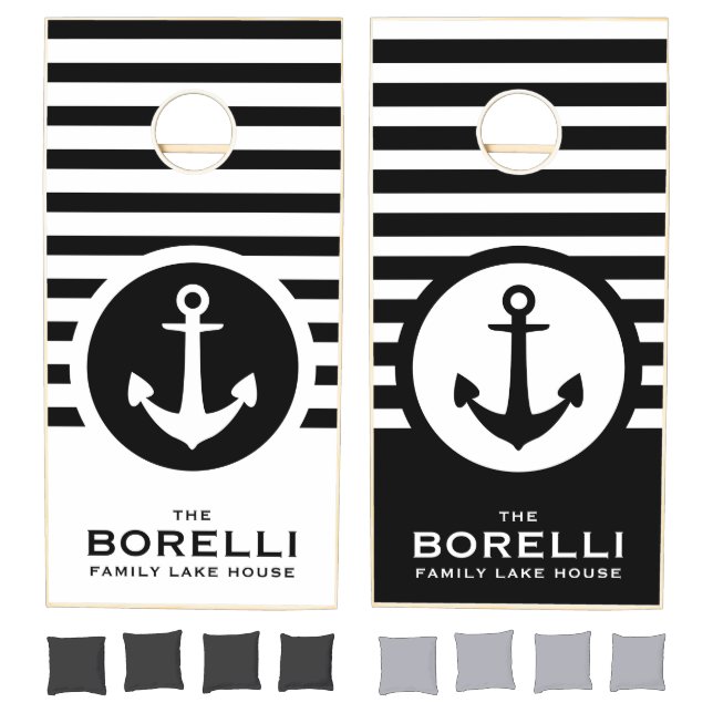 Nautical Anchor Family Name Cornhole Set (Set)