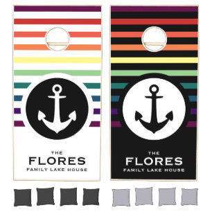 Nautical Anchor Family Name Cornhole Set