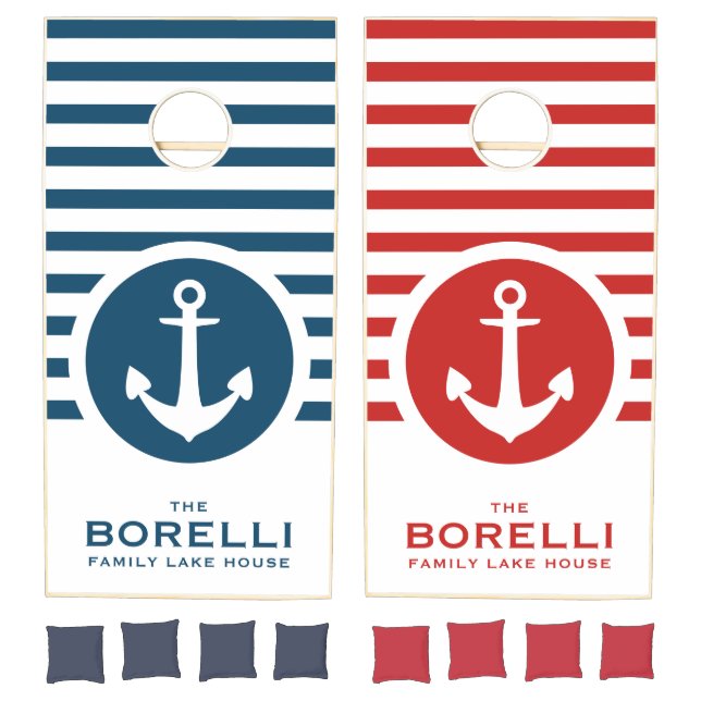 Nautical Anchor Family Name Cornhole Set (Set)