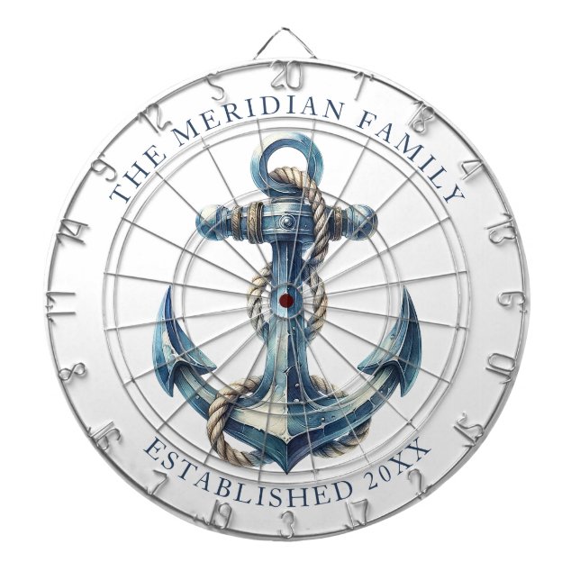 Nautical Anchor Family Name Date Established  Dart Board (Front)