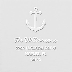 Nautical Anchor Family Name Return Address Custom Embosser